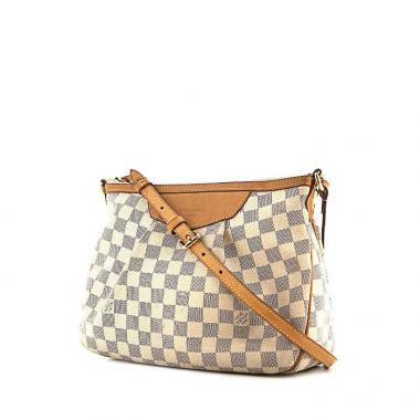 Sac bandoulière Louis Vuitton Bloomsbury en toile damier enduite azur et cuir naturel