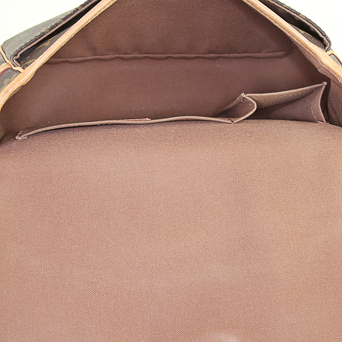Borsa a tracolla Louis Vuitton Sologne in tela monogram cerata marrone e pelle naturale - Detail D2