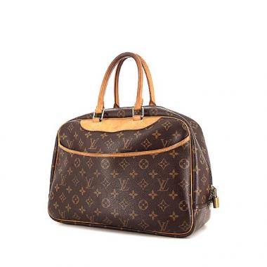 Sac à main Louis Vuitton Deauville en toile monogram marron et cuir naturel