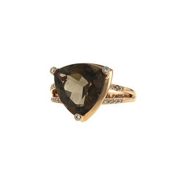 Sortija Mauboussin Mes Couleurs à Toi en oro rosa y diamantes y en cuarzo ahumado