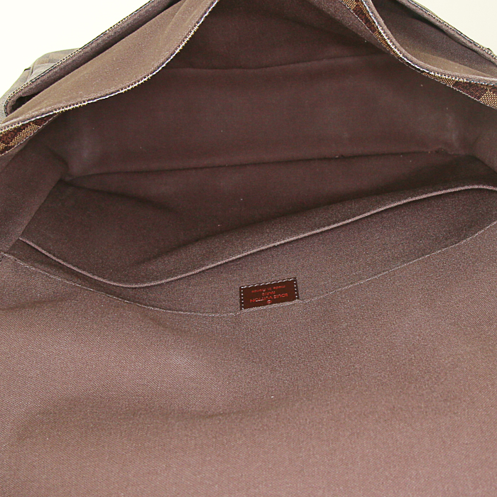 Bolso bandolera Louis Vuitton Bastille en lona a cuadros revestida ébano y cuero marrón - Detail D2