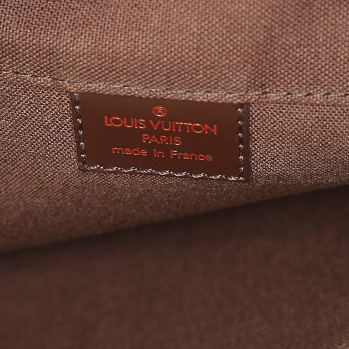 Sac bandoulière Louis Vuitton Bastille en toile damier enduite ébène et cuir marron - Detail D3