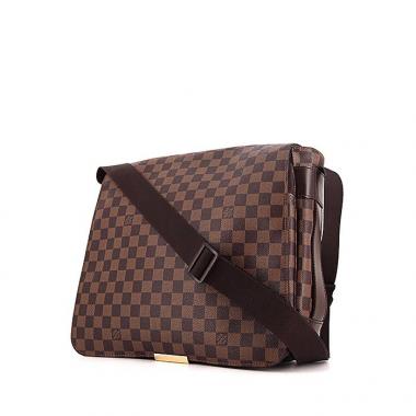 Borsa a tracolla Louis Vuitton Bastille in tela cerata con motivo a scacchi ebano e pelle marrone