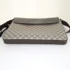 Gucci shoulder bag in grey monogram canvas and brown leather - Detail D4 thumbnail