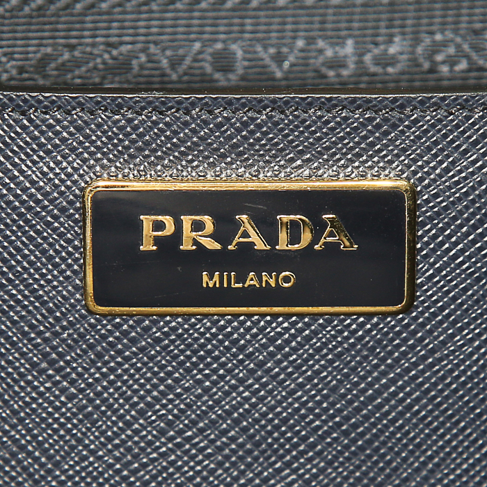 Sac à main Prada Galleria grand modèle en cuir saffiano bleu-marine - Detail D3