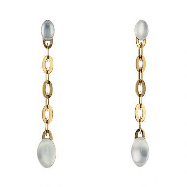 Pendientes colgantes Vhernier Olympia en oro amarillo y cristal de roca
