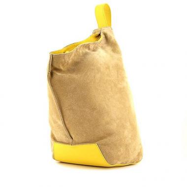 Mochila Loewe en ante beige y cuero amarillo