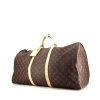 Borsa da viaggio Louis Vuitton Keepall 60 in tela monogram cerata e pelle naturale - 00pp thumbnail