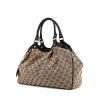 Shopping bag Gucci Sukey in tela monogram beige e pelle marrone - 00pp thumbnail
