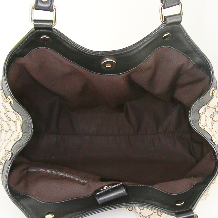 Bolso Cabás Gucci Sukey en lona Monogram beige y cuero marrón - Detail D2