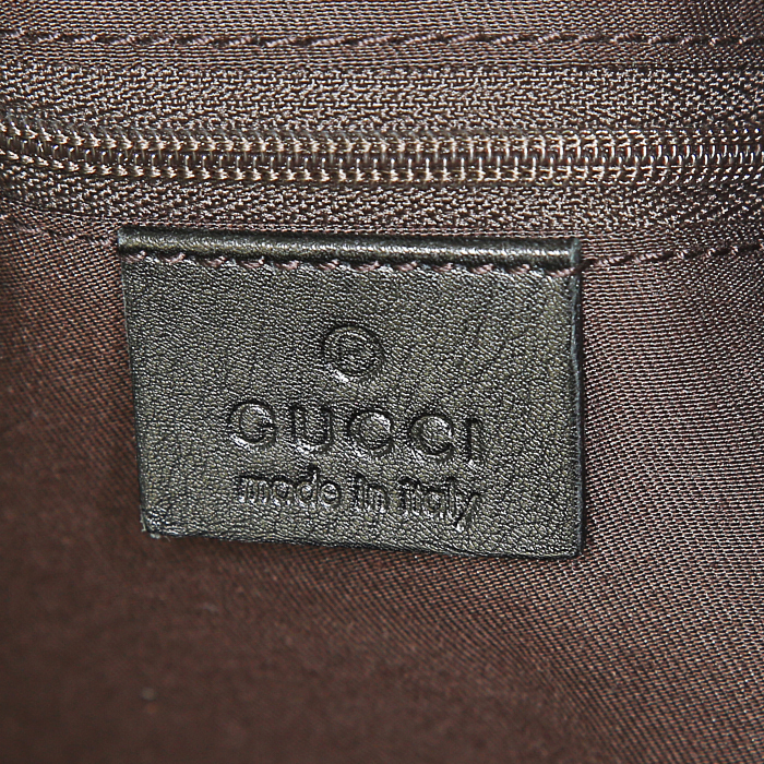 Shopping bag Gucci Sukey in tela monogram beige e pelle marrone - Detail D3