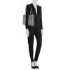 Dior bag worn on the shoulder or carried in the hand in green tweed and green suede - Detail D1 thumbnail