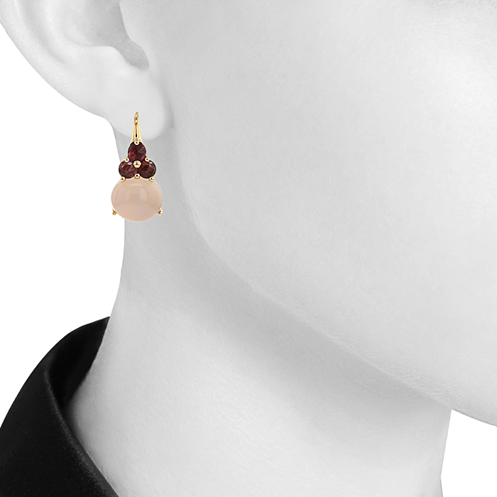 Paire de boucles d'oreilles Pomellato Luna en or rose,  tourmaline et quartz rose