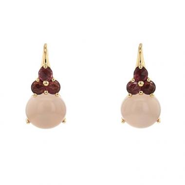 Pomellato Luna earrings in pink gold,  tourmaline and quartz