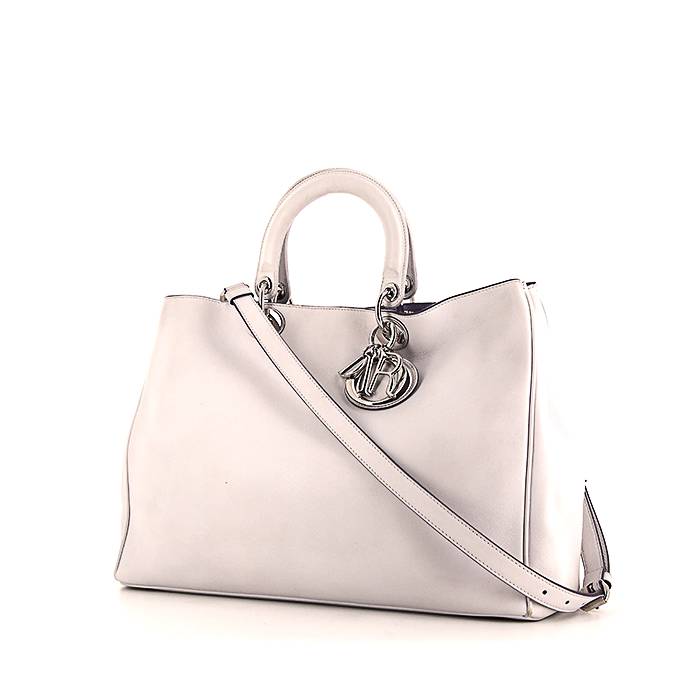 Christian Dior Calfskin Medium Diorissimo Bag Pearly Grey  STYLISHTOP