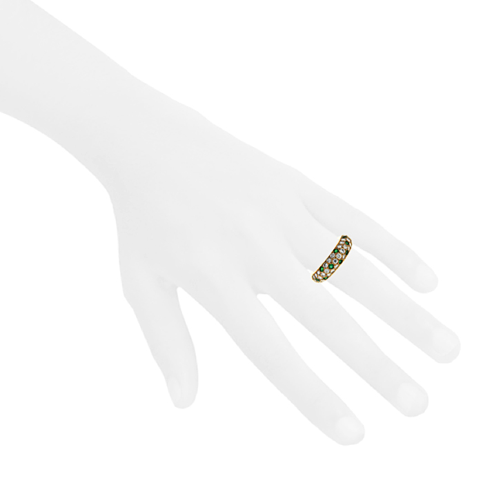 Cartier Mimi 1990's ring in yellow gold,  diamonds and emerald - Detail D1