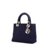 Dior Lady Dior handbag in navy blue canvas cannage - 00pp thumbnail