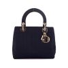Dior Lady Dior handbag in navy blue canvas cannage - 360 thumbnail