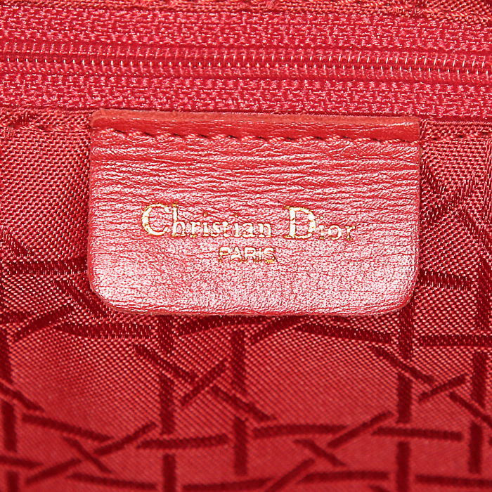 Sac à main Dior Lady Dior en toile cannage bleu-marine - Detail D3