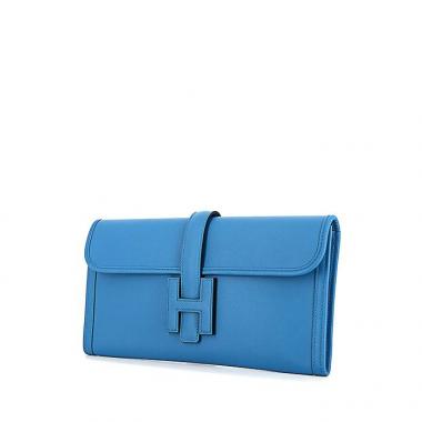 Bolsito de mano Hermes Jige en cuero swift azul