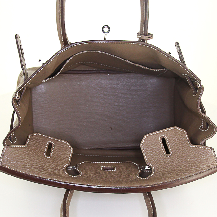 Hermes Birkin 30 cm handbag in etoupe togo leather - Detail D2