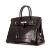 Hermes Birkin 35 cm handbag in brown ebene crocodile - 00pp thumbnail