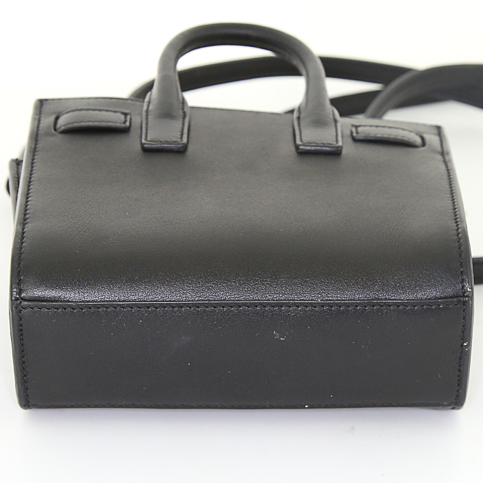 Saint Laurent Sac de jour mini shoulder bag in black leather - Detail D5