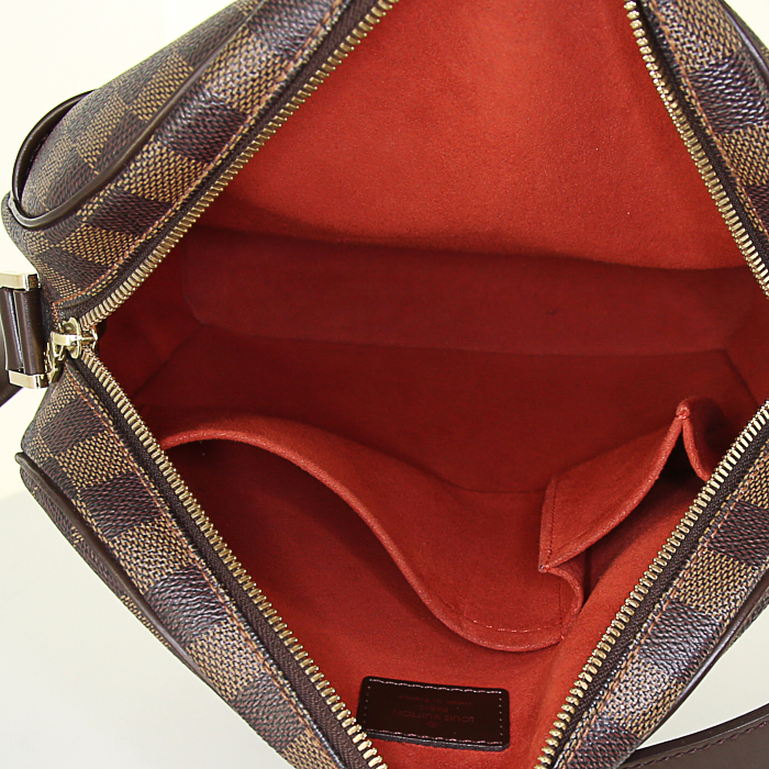 Louis Vuitton shoulder bag in brown damier canvas and brown leather - Detail D3