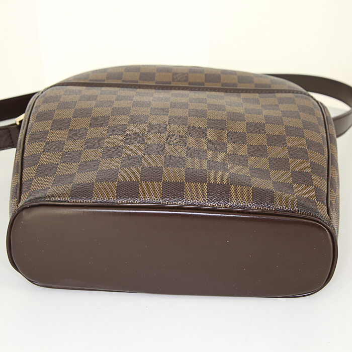 Louis Vuitton shoulder bag in brown damier canvas and brown leather - Detail D5