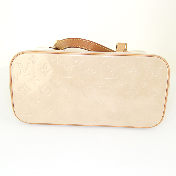 Borsa Louis Vuitton Houston in pelle verniciata monogram beige e pelle naturale - Detail D4