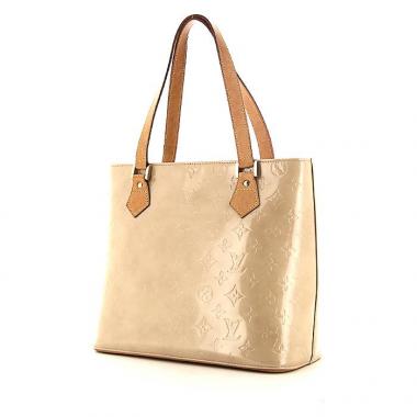 Borsa Louis Vuitton Houston in pelle verniciata monogram beige e pelle naturale