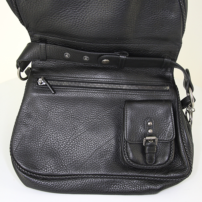 Sac porté épaule ou main Dior Gaucho en cuir grainé noir - Detail D3