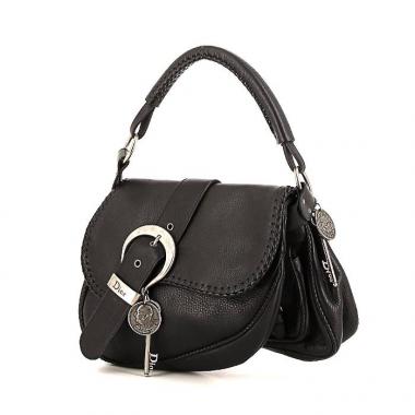 Borsa da spalla o a mano Dior Gaucho in pelle martellata nera