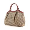 Shopping bag Gucci Sukey modello grande in tela monogram beige e pelle rossa - 00pp thumbnail