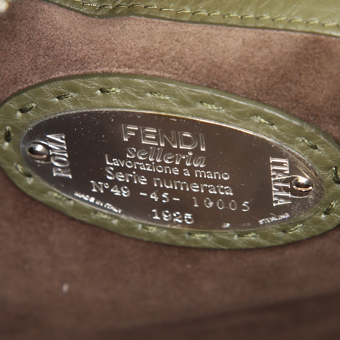 Borsa Fendi  Selleria Lei Boston in pelle martellata verde - Detail D4