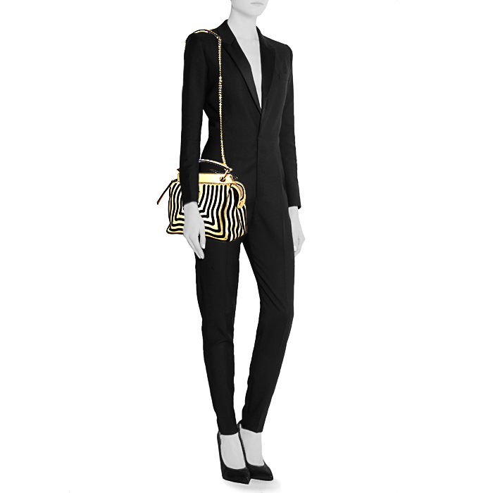 Fendi Dotcom shoulder bag in gold leather - Detail D1