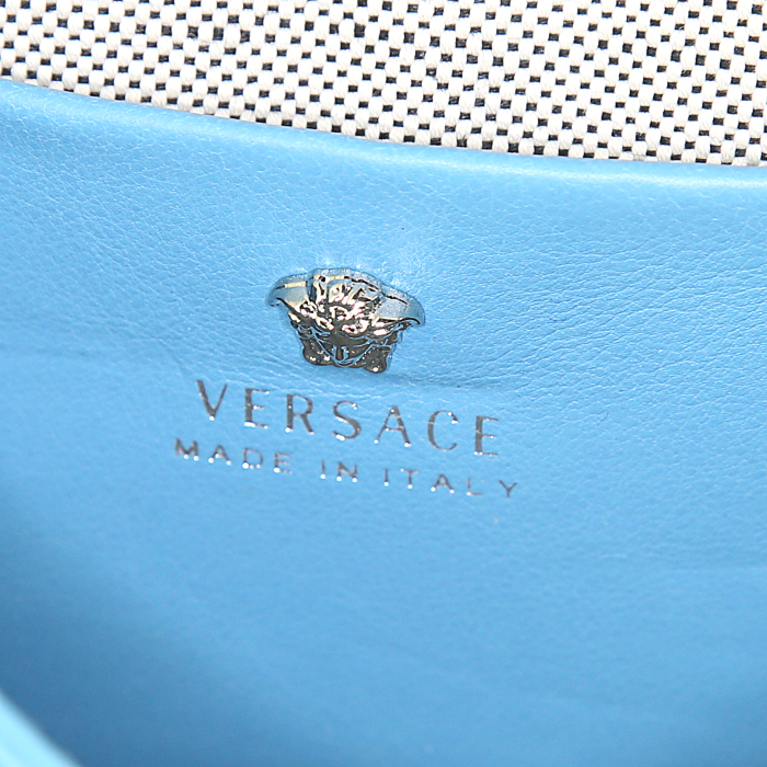 Borsa a tracolla Versace Ryder modello piccolo in pelle blu - Detail D5