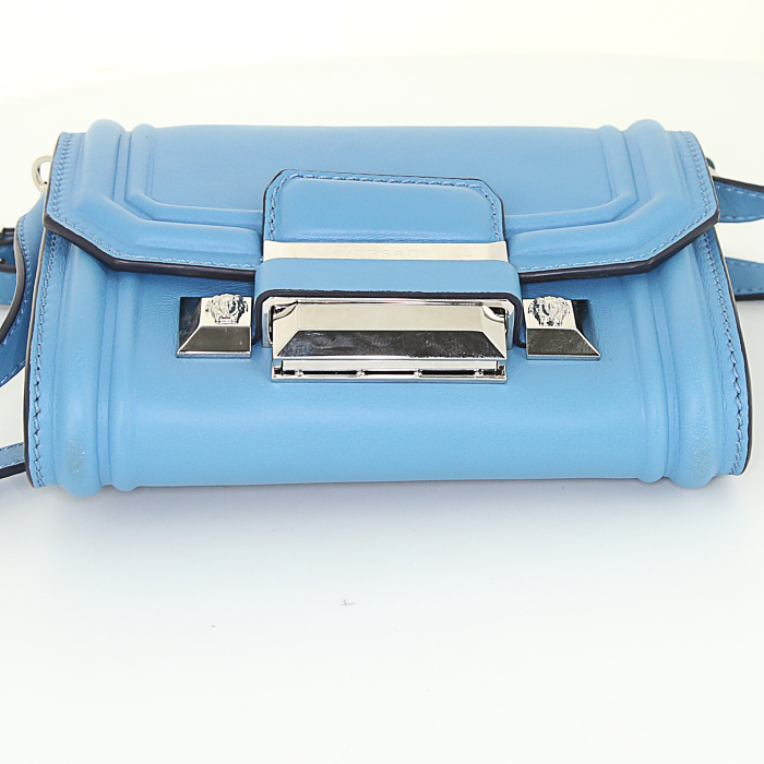 Borsa a tracolla Versace Ryder modello piccolo in pelle blu - Detail D6