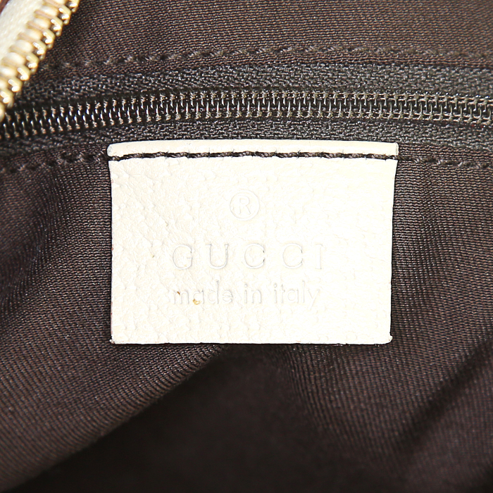 Sac porté épaule ou main Gucci Abbey en toile monogram beige et cuir crème - Detail D3