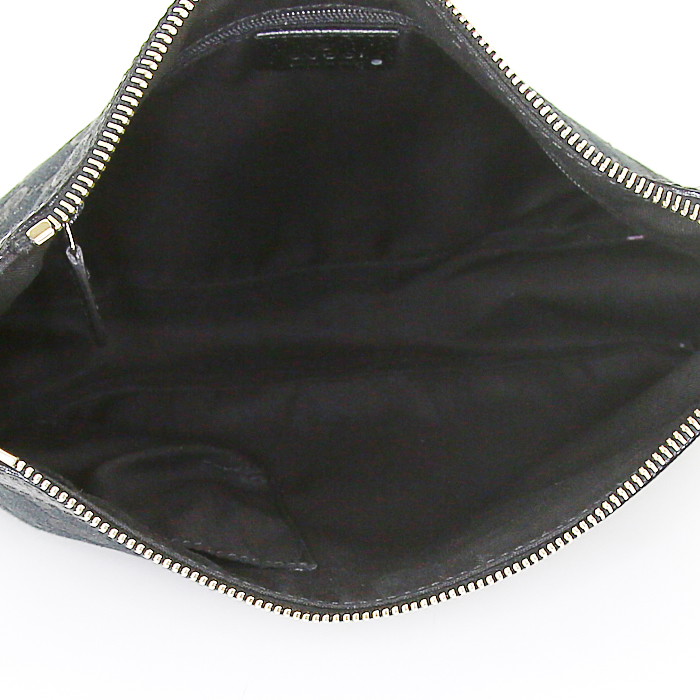 Gucci Gucci Vintage handbag in black monogram canvas and black leather - Detail D2
