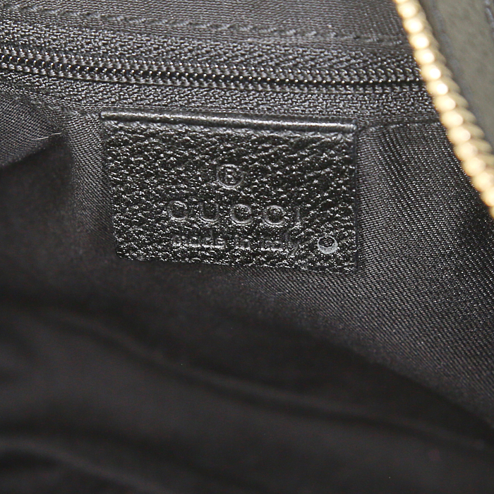 Gucci Gucci Vintage handbag in black monogram canvas and black leather - Detail D3