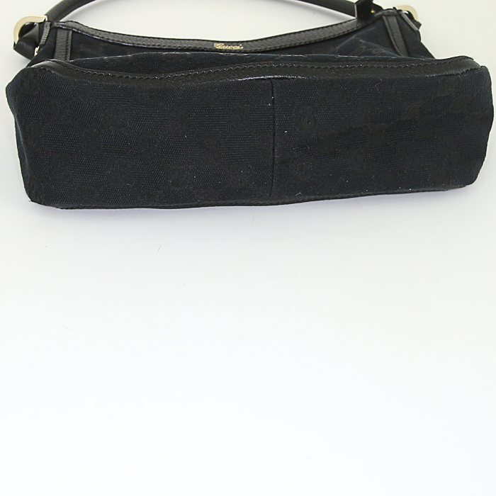 Bolso de mano Gucci Gucci Vintage en lona Monogram negra y cuero negro - Detail D4