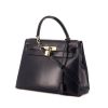 Hermes Kelly 28 cm handbag in dark blue box leather - 00pp thumbnail