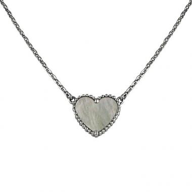 Van Cleef & Arpels Lucky Alhambra necklace in white gold and mother of pearl