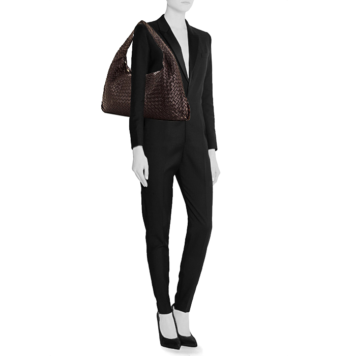 Borsa Bottega Veneta Veneta in pelle intrecciata marrone - Detail D1