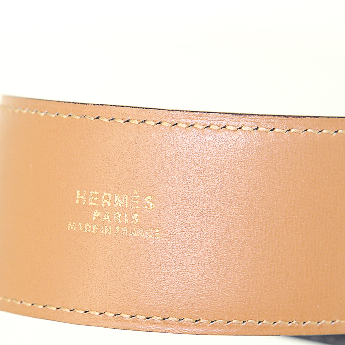 Cinturón Hermes Médor en cuero box azul marino - Detail D1