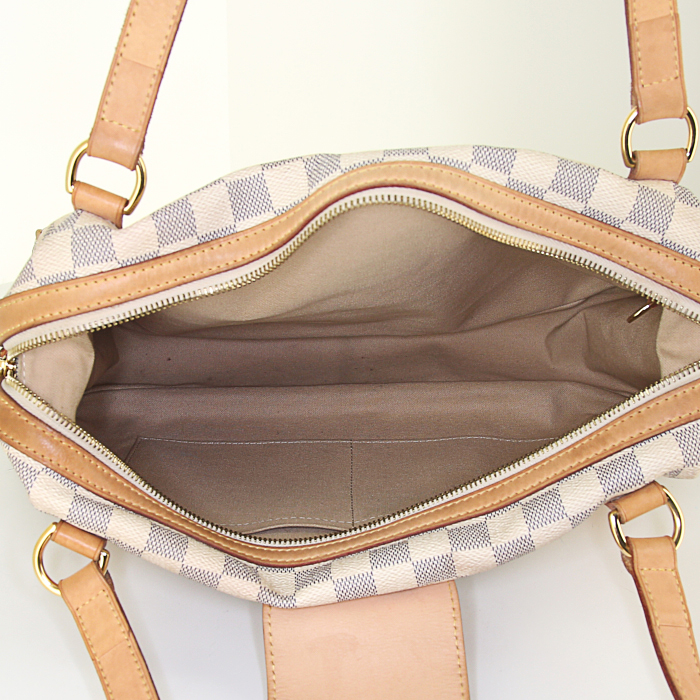 Louis Vuitton Stresa handbag in azur damier canvas and natural leather - Detail D2