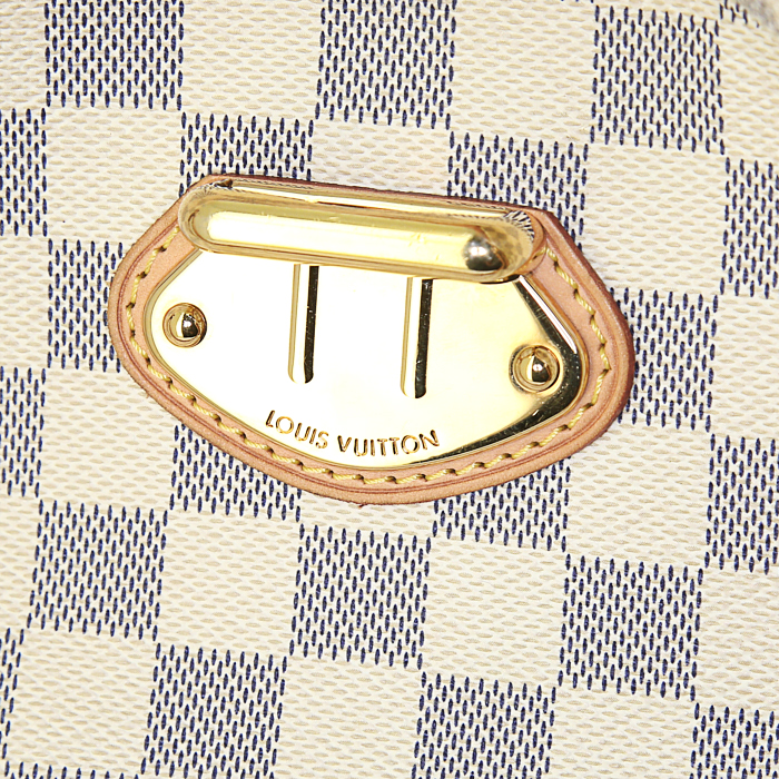 Borsa Louis Vuitton Stresa in tela cerata con motivo a scacchi e pelle naturale - Detail D3