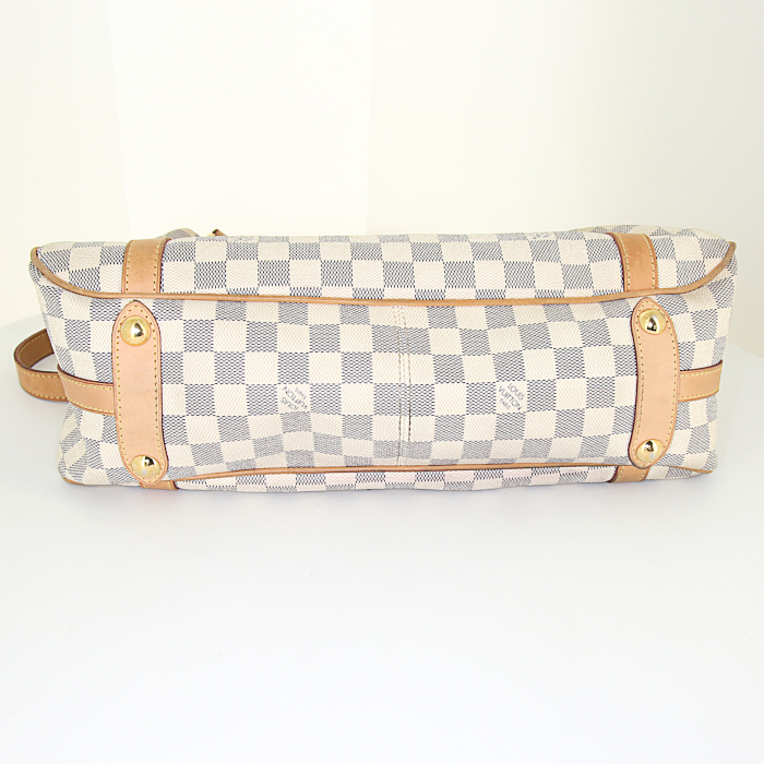 Louis Vuitton Stresa handbag in azur damier canvas and natural leather - Detail D4