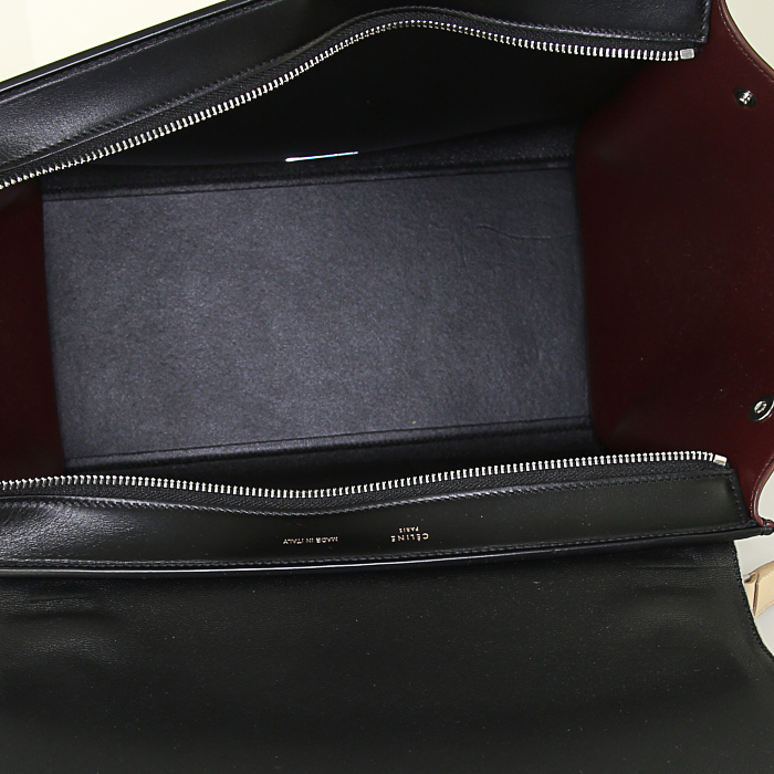 Borsa Celine  Trapeze modello medio  in pelle tricolore beige bordeaux e nera - Detail D3